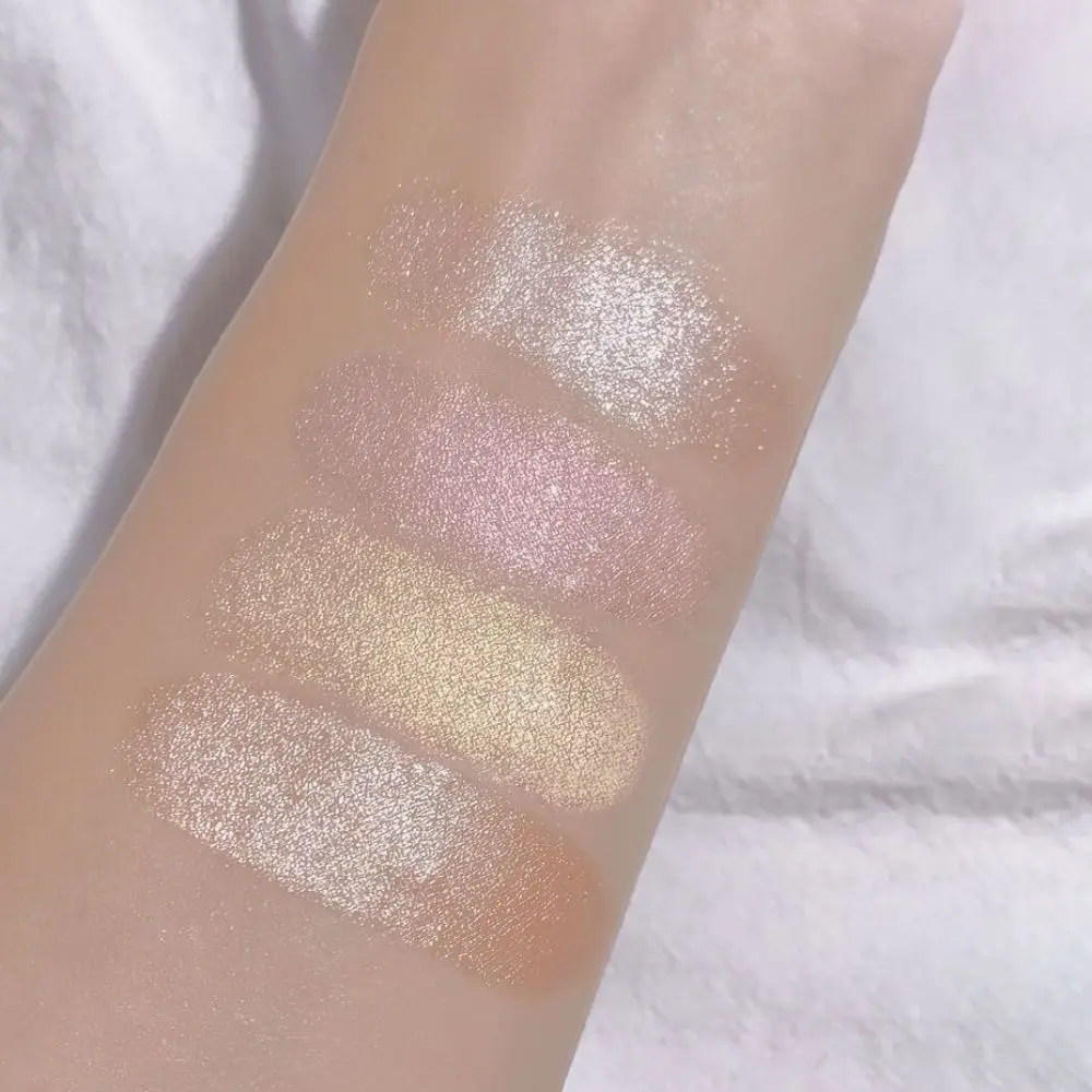 Bandeja para resaltar Donut de 4 colores, textura delicada, resaltador de brillo de Color duradero, sombra de ojos brillante, gusano de seda tumbado