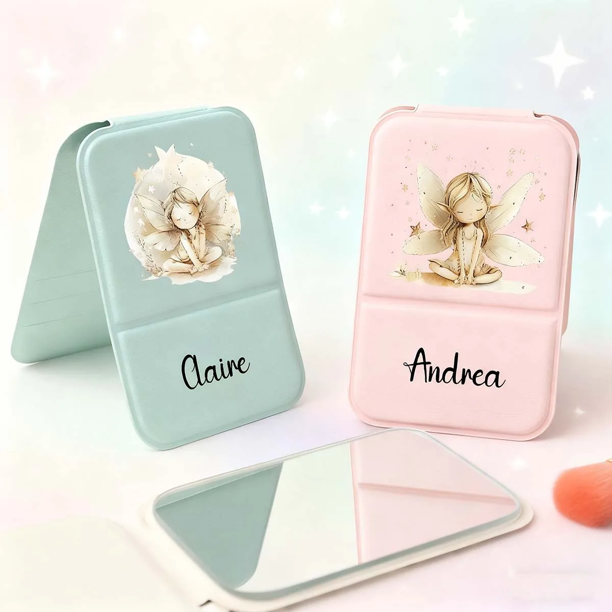 Customized Double-sided Folding Makeup Mirror The lightweight and slim design makes it easy to store Office mini folding mirror