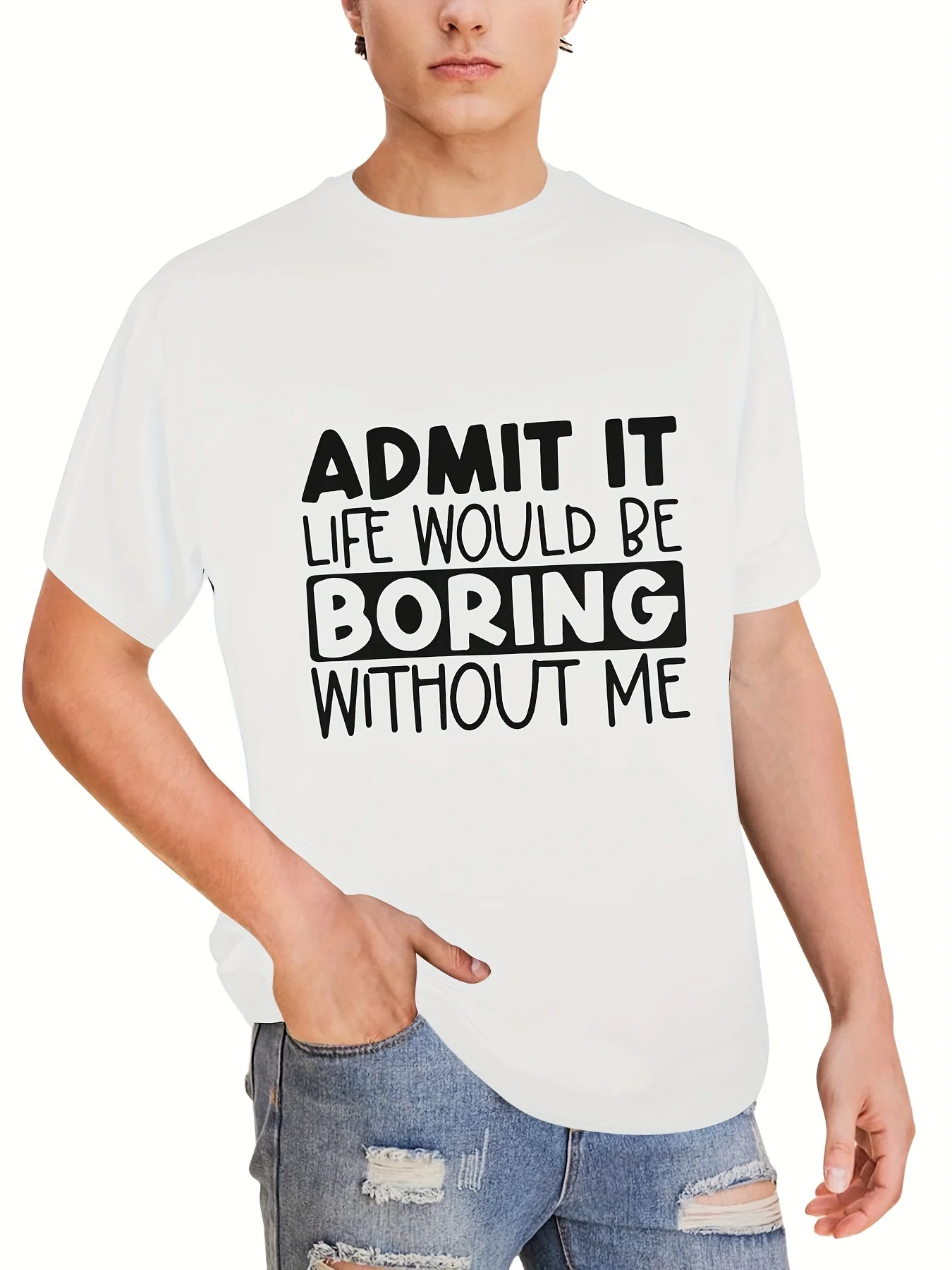 Admit It... Print Tee Shirt, Tees For Men, Casual Short Sleeve T-shirt For Summer