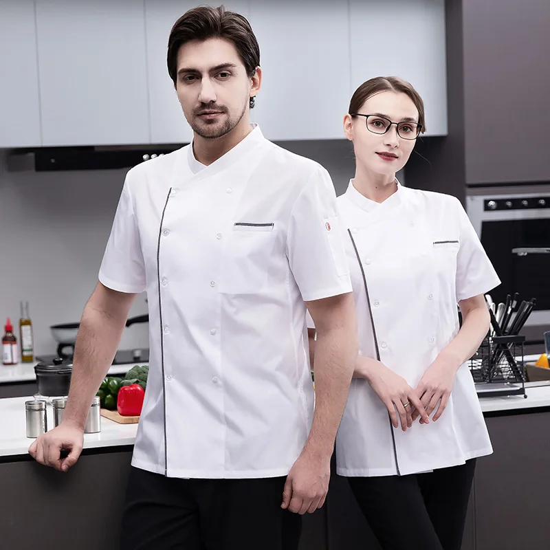 Chef Uniform Voor Mannen Vrouwen Jas Koken Kleding Keuken Westerse Restaurante Hotel Pastry Chef Barbecue Restaurant Custom Logo