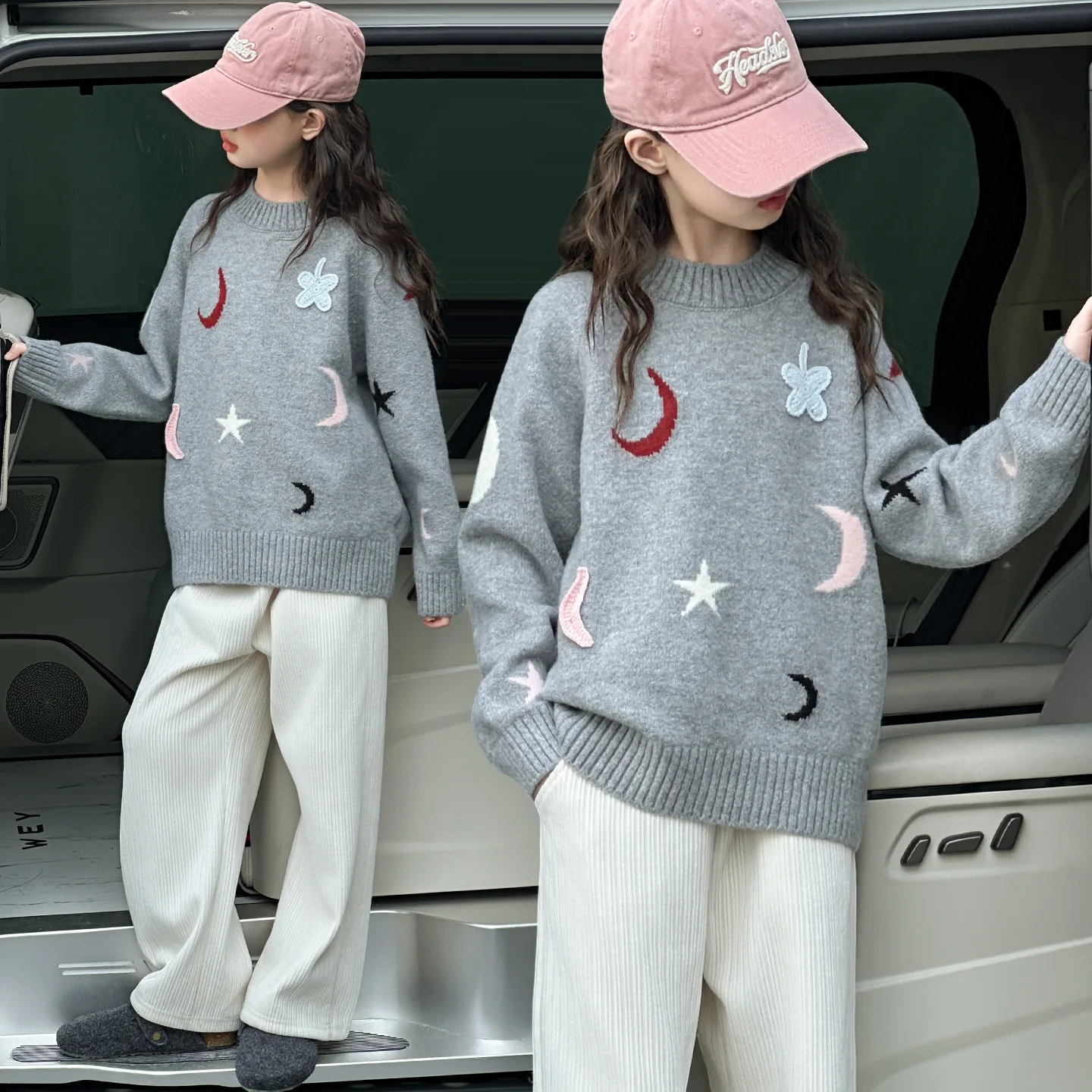 Suéter bordado feminino com forro de lã, top de malha para jovens, roupas íntimas de inverno, recém-chegados para outono/inverno 2026