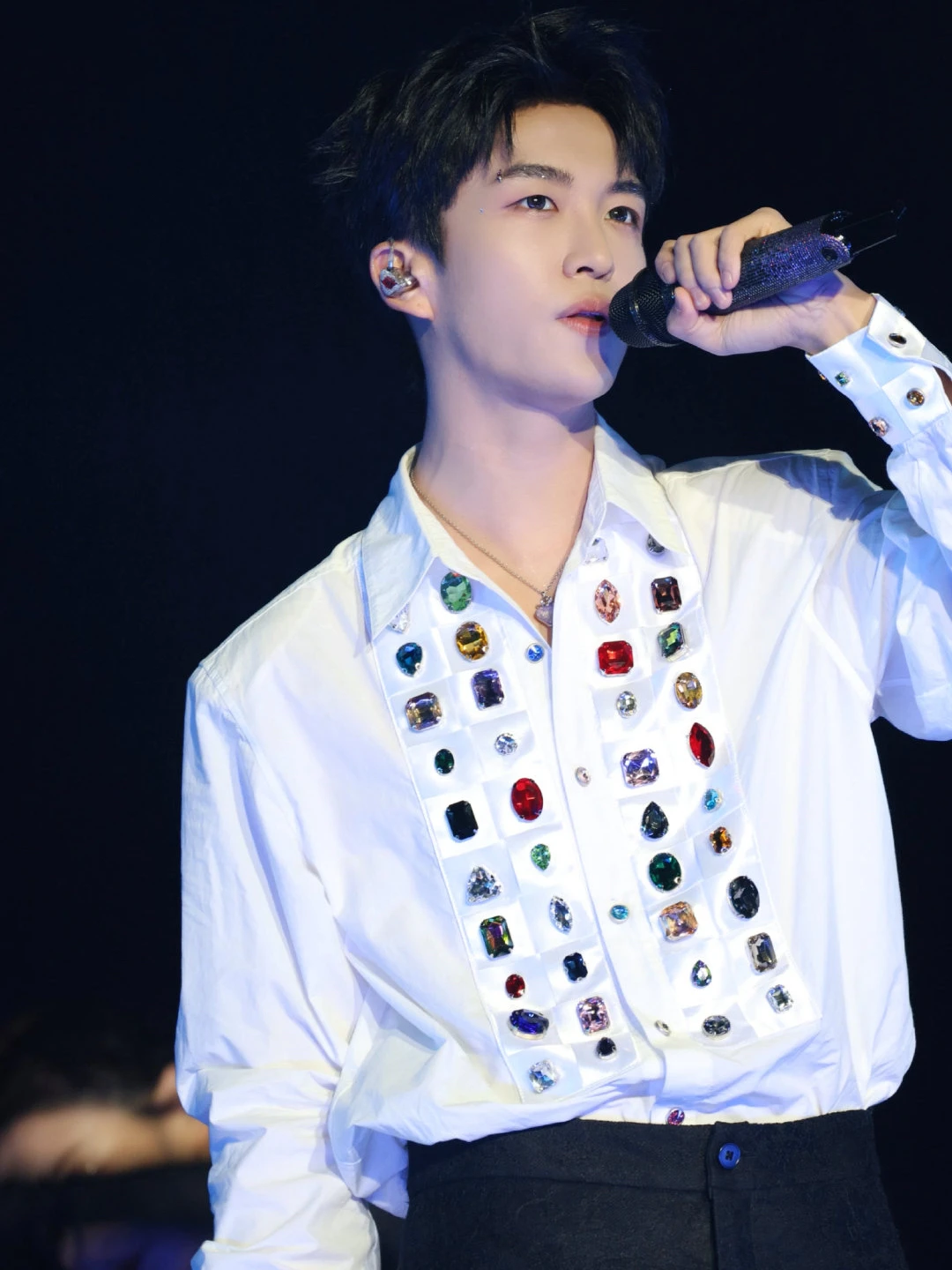 الرجال النساء 2025 موضة جديدة الراقية بلايز تألق اليدوية الأحجار الكريمة فضفاضة الراحة قمصان موضة قمصان طويلة الأكمام وسيم #5