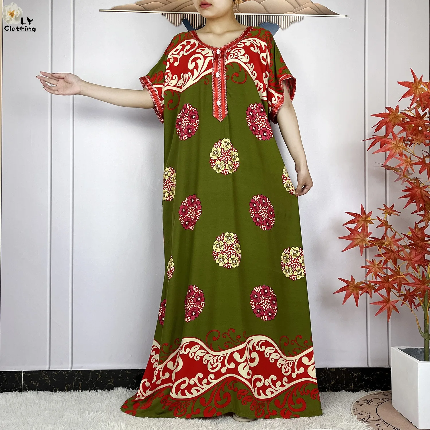 New Summer Dubai Fashion Short Sleeve Dress African Dashiki Solid Cotton Loose Caftan Lady Casual Maxi Islam Traditional Abaya