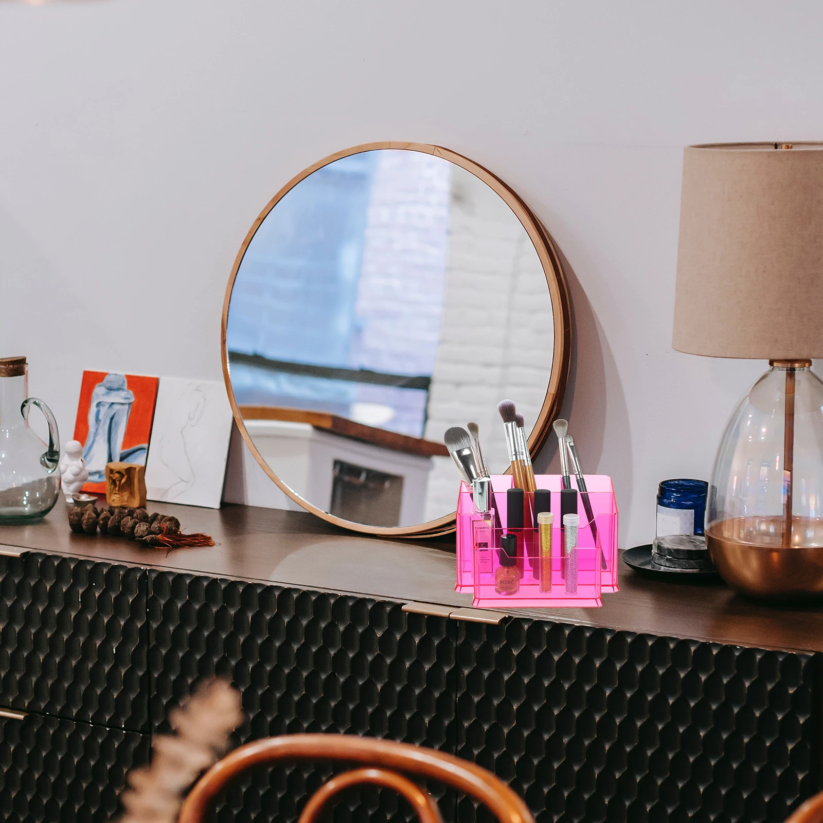 

Nail Brush Holder Makeup Organizer Acrylic Storage Makeup Brush Holder Organizer for Vanity Desk Neat Storage Acrylic Organizers