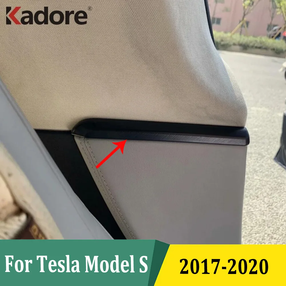 For Tesla MODEL S 2017-2020 Carbon Fiber Car Door Decoration Moulding Cover Trim Strip Protection Stickers Interior Accessories