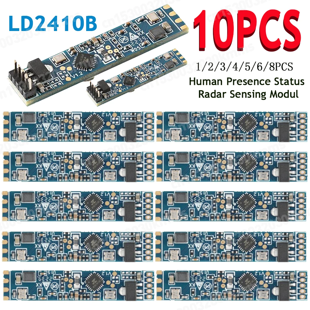 1-10x LD2410B Heartbeat Detection Sensor Module Smart Human Presence Status Radar Sensing Module Wave Motion Switch Sensor 24GHz