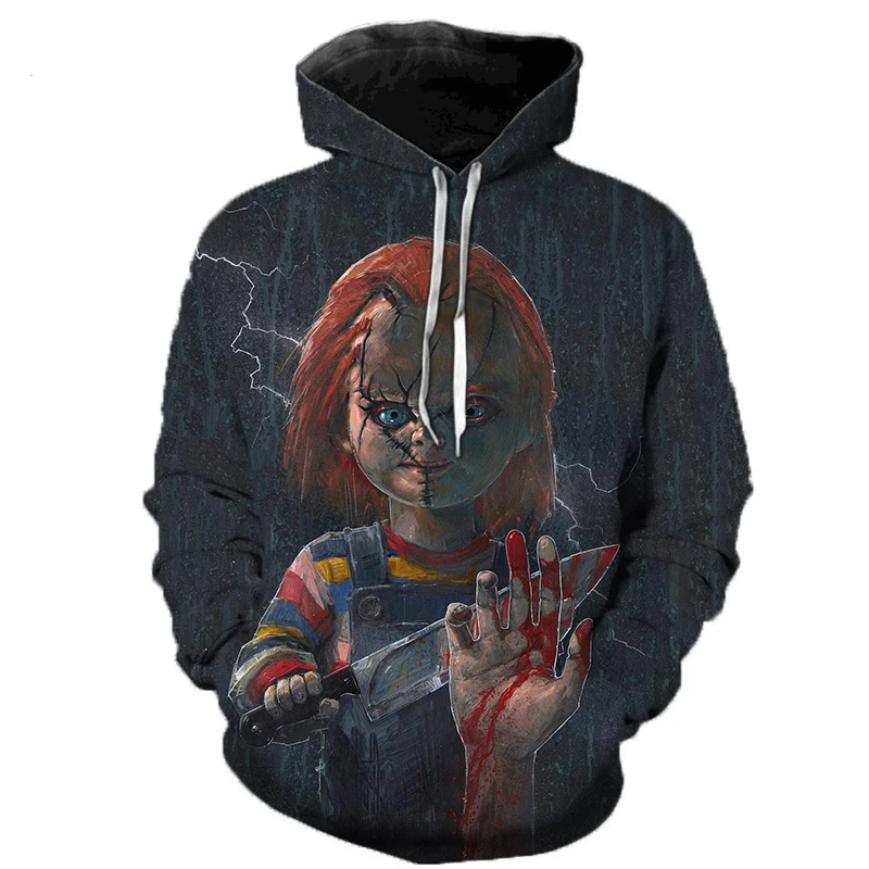 2023 New Chucky Hoodies 3D Printed Chucky Oversize Mens Women's Sweatshirt Pullover Long Sleeve Hooded Sweatshirts Sudaderas