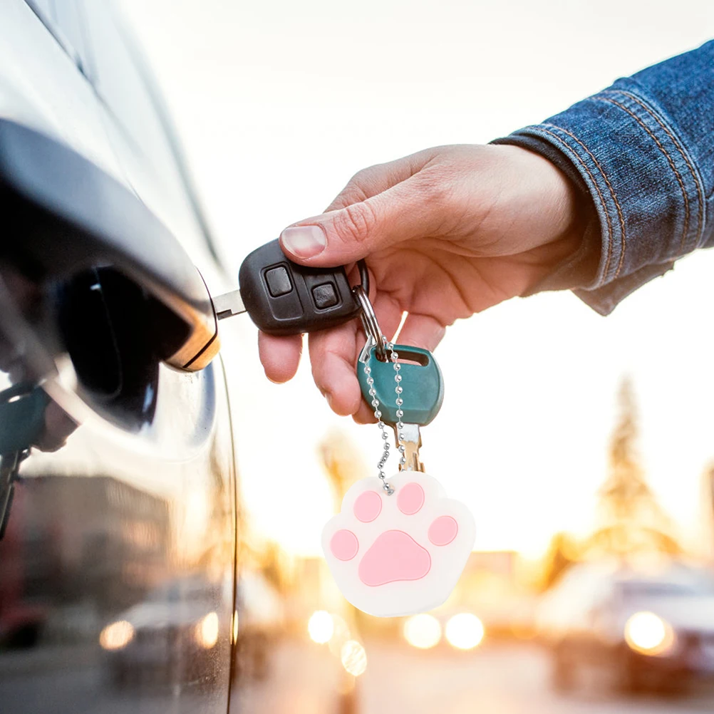 

4 Pcs Cat Paw Keychain Accessories Cartoon Animal Silicone Key Covers Caps for House Keys Identifiers Colored Key Sleeve Charms