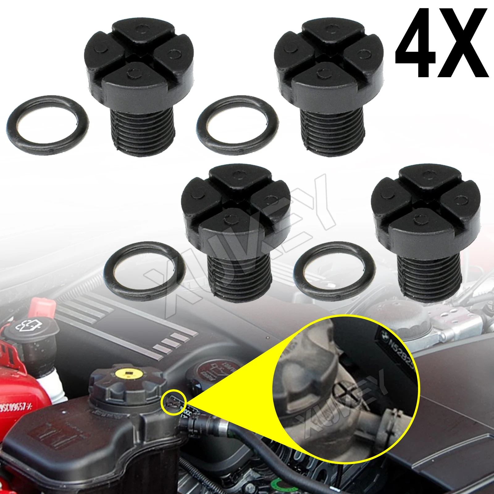 4pcs For BMW E30 E31 E34 E36 E38 E39 E46 M3 X5 X3 Coolant Expansion Tank Bleeder Screw 17111712788 Radiator Hose Vent Clip Plug