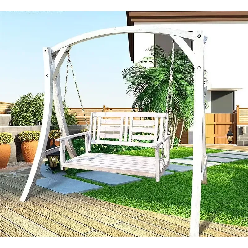 Customized Heavy Wood Eco-Friendly Modern Northern Europe Style Outdoor Swing Chair for Outdoor Furniture