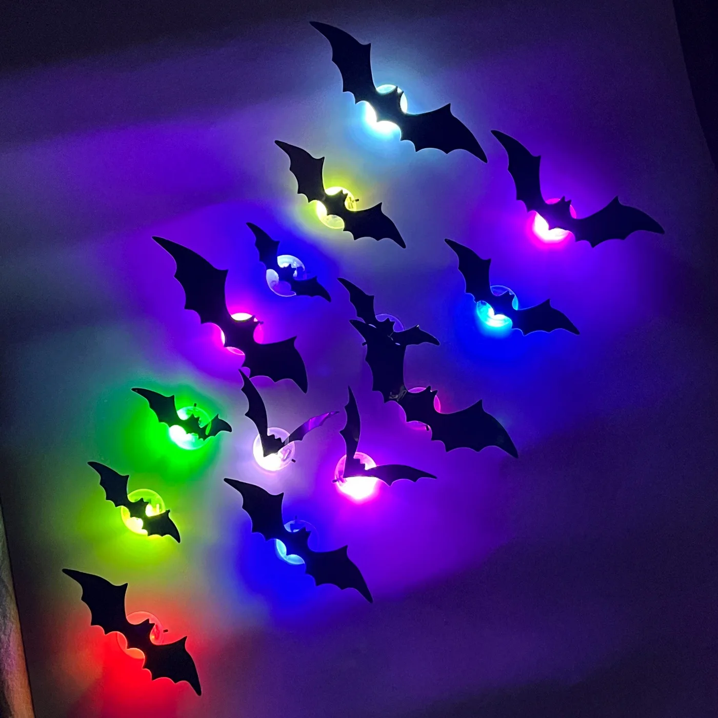 3D Bat Decor Halloween LED Light Wall Sticker Bat Night Light for Halloween Party Scare Decoration Festive Supplies