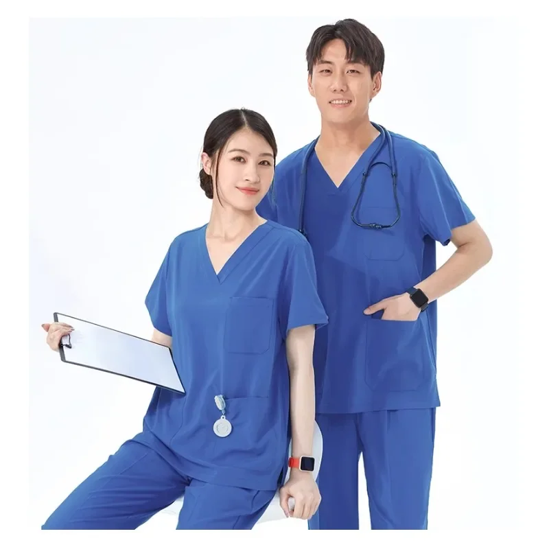 Hospital Surgical Gowns Short Sleeve Tops Pant Nursing Accessories Doctors Clothes Women Medical Uniforms Elastic Scrubs Sets