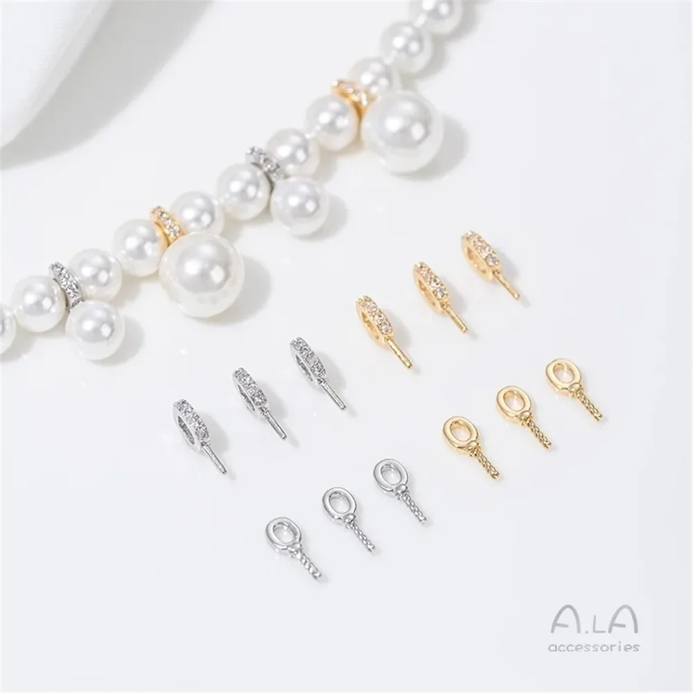 14K vergulde zirkoon half-gat kraal houder hanger, schapen oog accessoires DIY handgemaakte kleverige parel sieraden materiaal