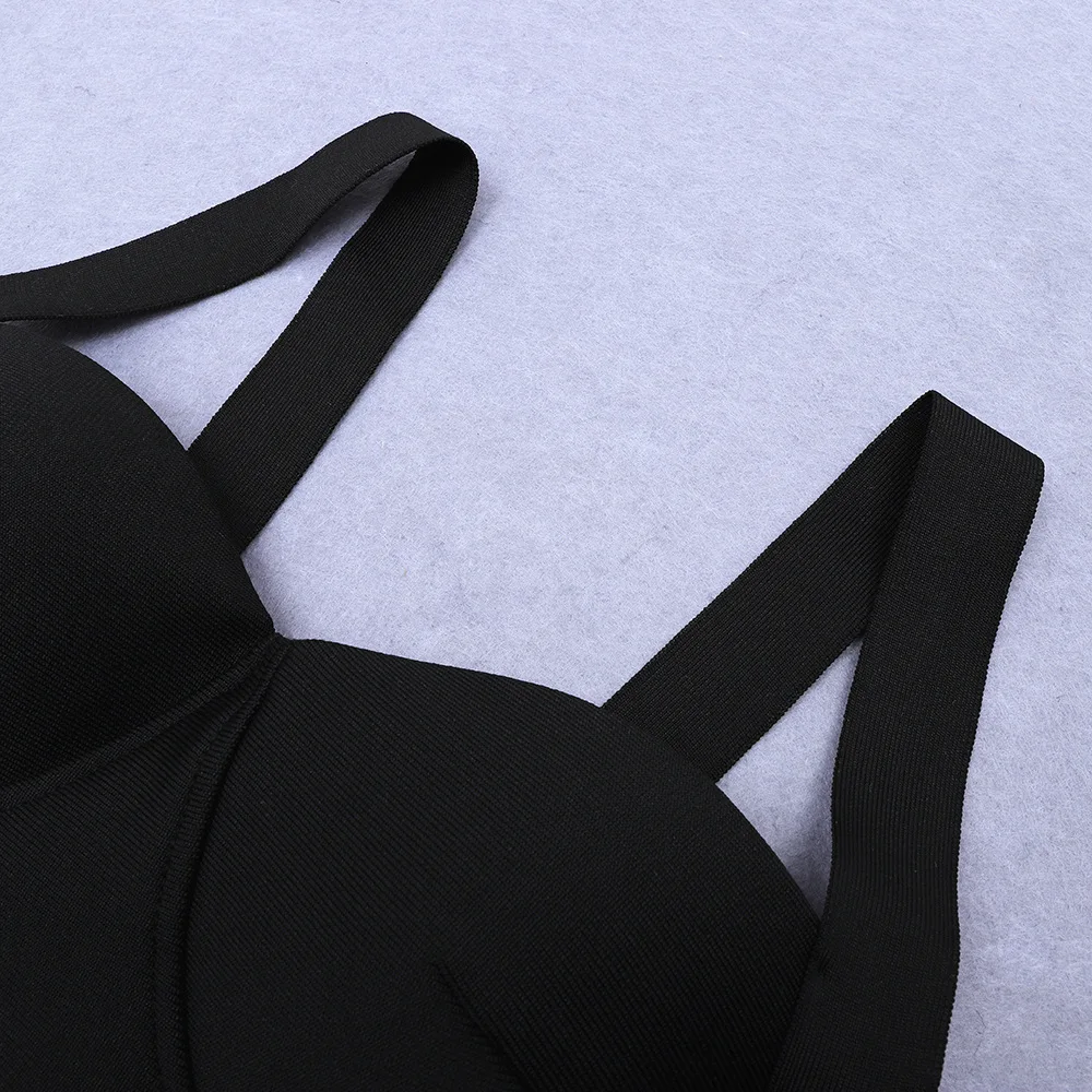 Estate 2020 Sexy Bla Strapl Slit Dr Donna Slim Fit Fasciatura elastica Dr Gonna longuette dimagrante V-ne Tessuto lavorato a maglia