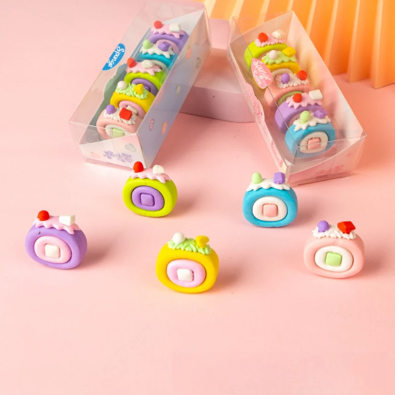 Kawai Stationery Little Gudong Cartoon Cute Simulation Swiss Roll Cake Eraser Gift Giveaway Gift Office School Supplies Lovely