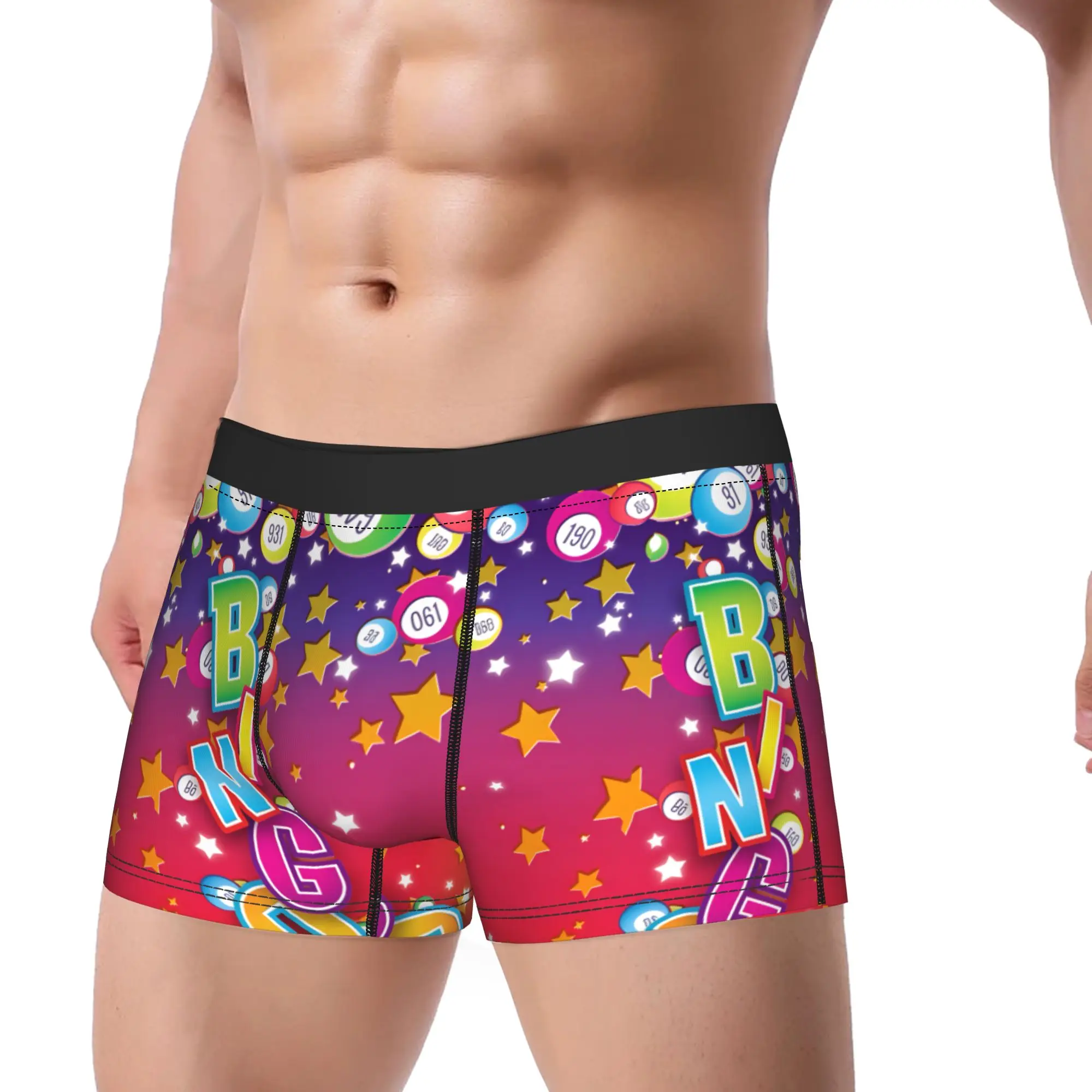 Bingo Balls Boxer Shorts  Pouch Underwear Quality Pattern Shorts Briefs Sexy Soft Men Underpants Plus Size 2XL