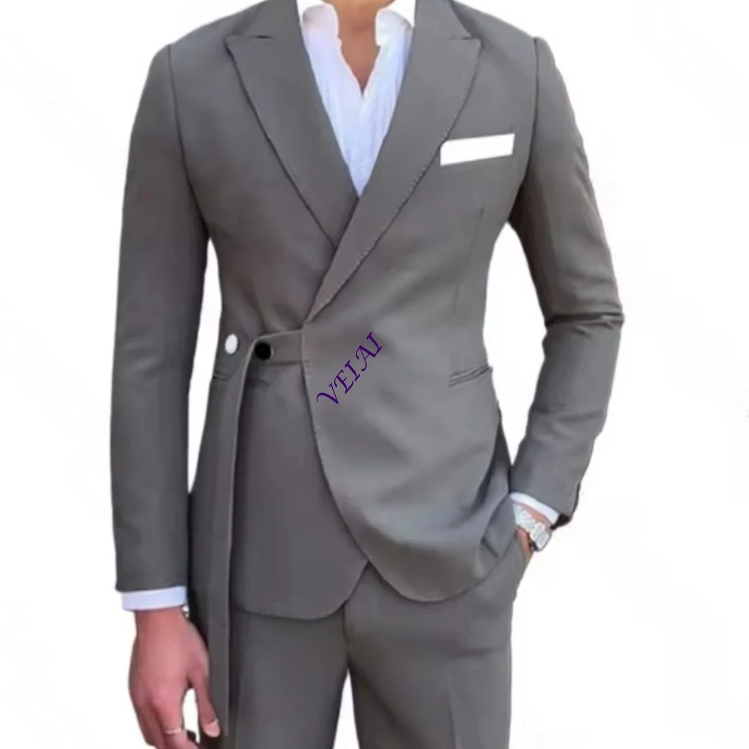 CustomizedNew Men's 2-Piece Fashion Suit Leisure Business Wedding Set with Jacket And Pants Male Traje Hombre