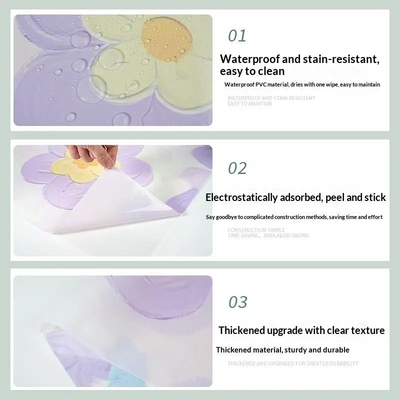 1Roll 60*100cm 3D Embossed Floral: Window Privacy Film Static Cling UV Blocking Bathroom Bedroom Glass