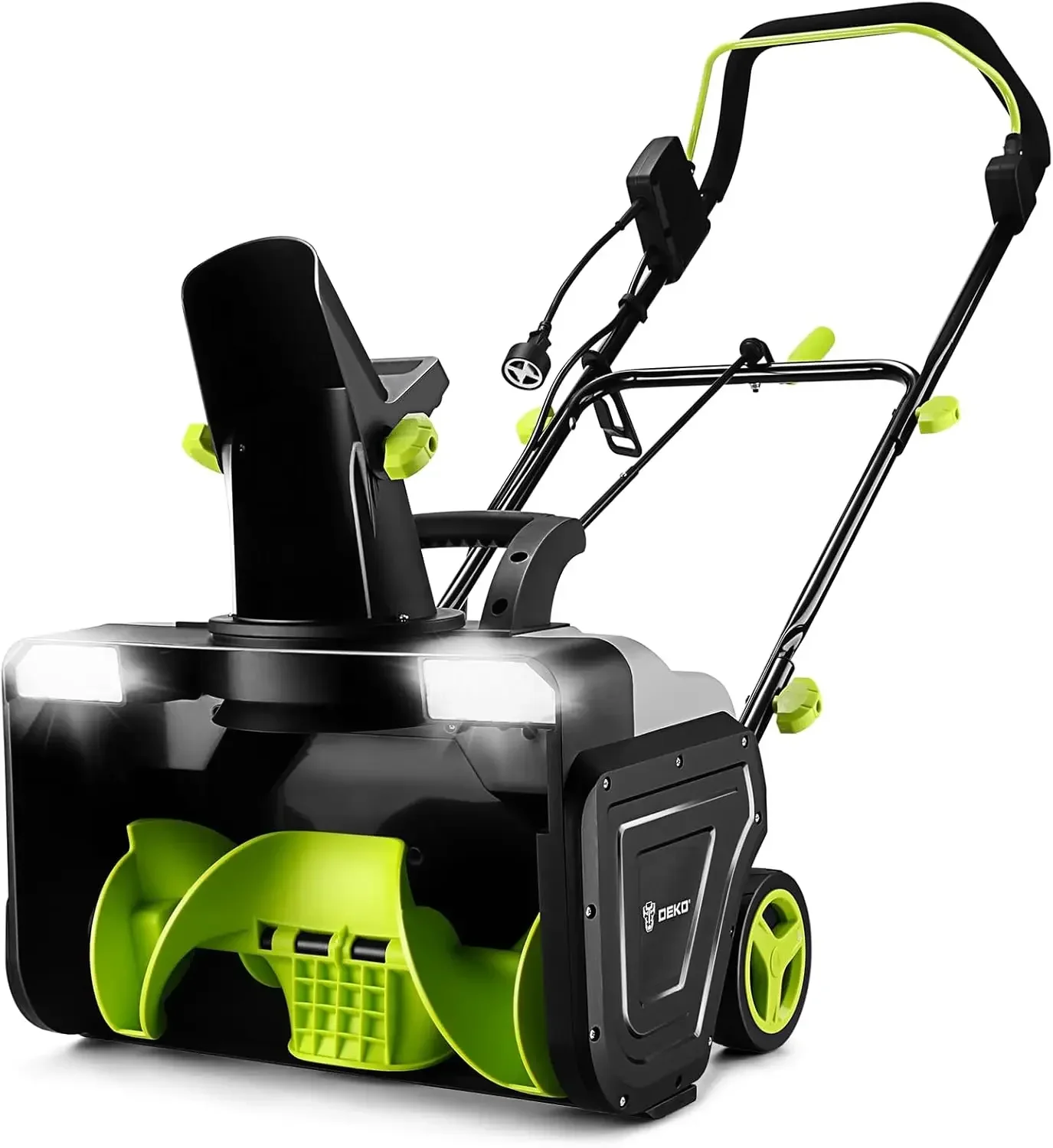 

Электрический снегоуборщик с кабелем: двигатель 15А, 20-дюймовый электрический снегоуборщик, электрическая лопата для уборки снега с дальностью выброса 25 футов, двойные светодиодные фонари, 3 режима работы.