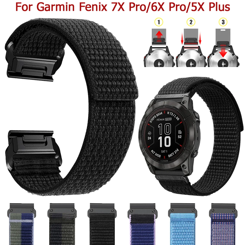 Strap 26mm For Garmin Fenix 7X 6X Pro 5X Plus Nylon Watch Band for Garmin Tactix Delta Bravo 7 MK2i Quickfit Bracelet Wristband