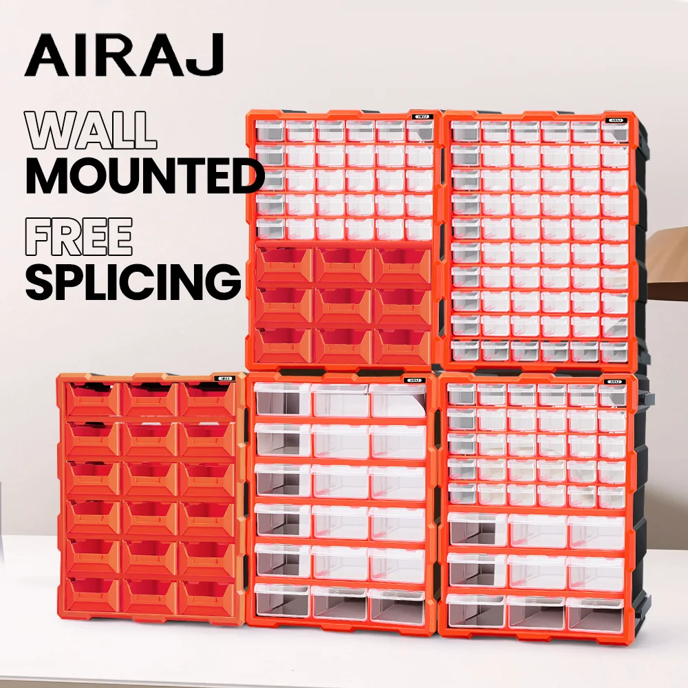 AIRAJ 18/39/60 Drawer Storage Organizer: Convenient plastic parts storage cabinets for desktop or wall-mounted tools, crafts, be