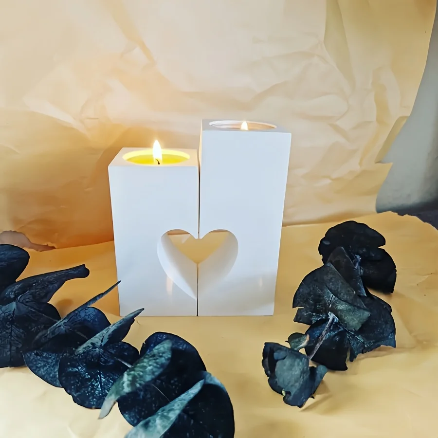 Silikonharzform für Kerzenhalter mit ineinandergreifendem Herzdesign, perfekt für Hochzeiten, Jubiläen und Valentinstag.