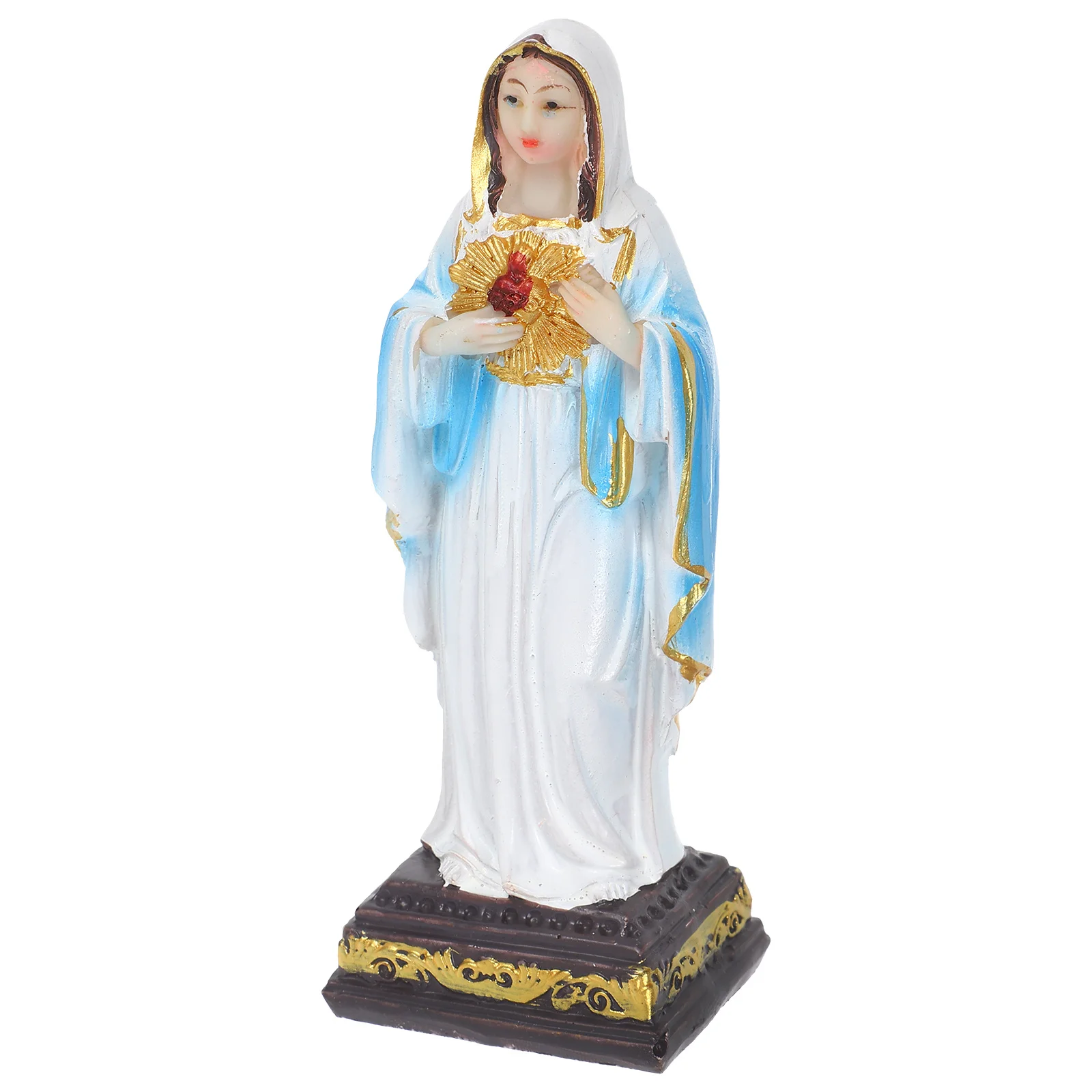 

Blessed Mother Mary Resin Statue Mini Small Resin Holy Lady Christmas Decoration Religious Decor for Table Home Church