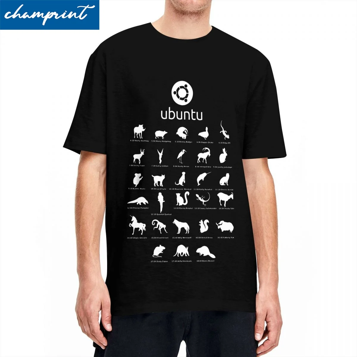 Vintage Ubuntu Linux Releases T-Shirt Men Women's  Cotton T Shirts Distro Linux Debian Short Sleeve Tee Shirt Gift Idea Clothes