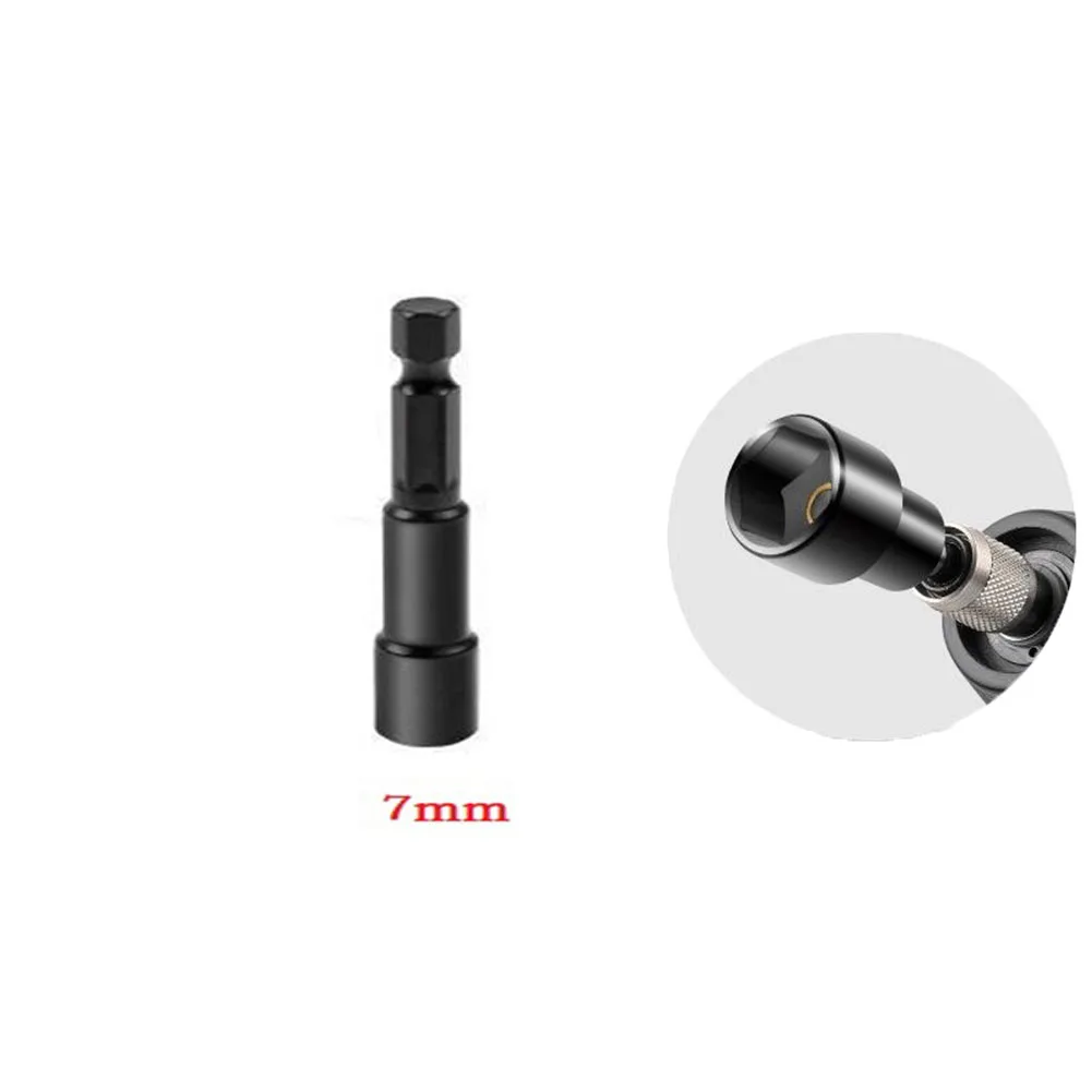 Hoogwaardig Chroom Vanadium Staal Gemagnetiseerde Moer Schroevendraaier 1/4 Inbussleutel 619Mm Lengte Diepe Socket Adapter