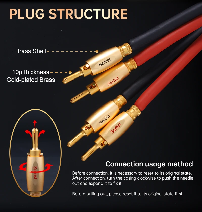 Serost Nebula Hi-END mps Zeus OCC Kupfer-Verbundstruktur-Lautsprecherkabel mit Y-Bananenstecker für HiFi-System-Verstärker-Lautsprecher – Detail 4