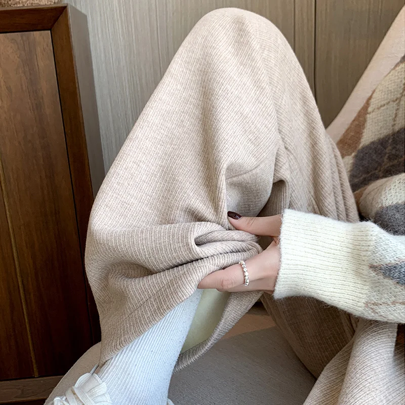 

Extra Large Size 300 Pou Men's High Waist Loose Knitted Casual Floor-Length Straight Leg Pants Trendy Couple's Trousers