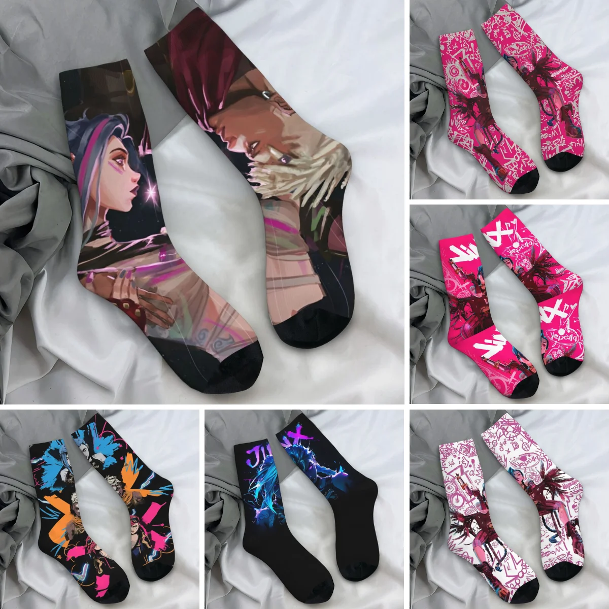 Arcane Jinx Socks  L-League Anime Legends Novelty Stockings Adults Men Comfortable Skateboard Socks Graphic Anti-Slip Socks