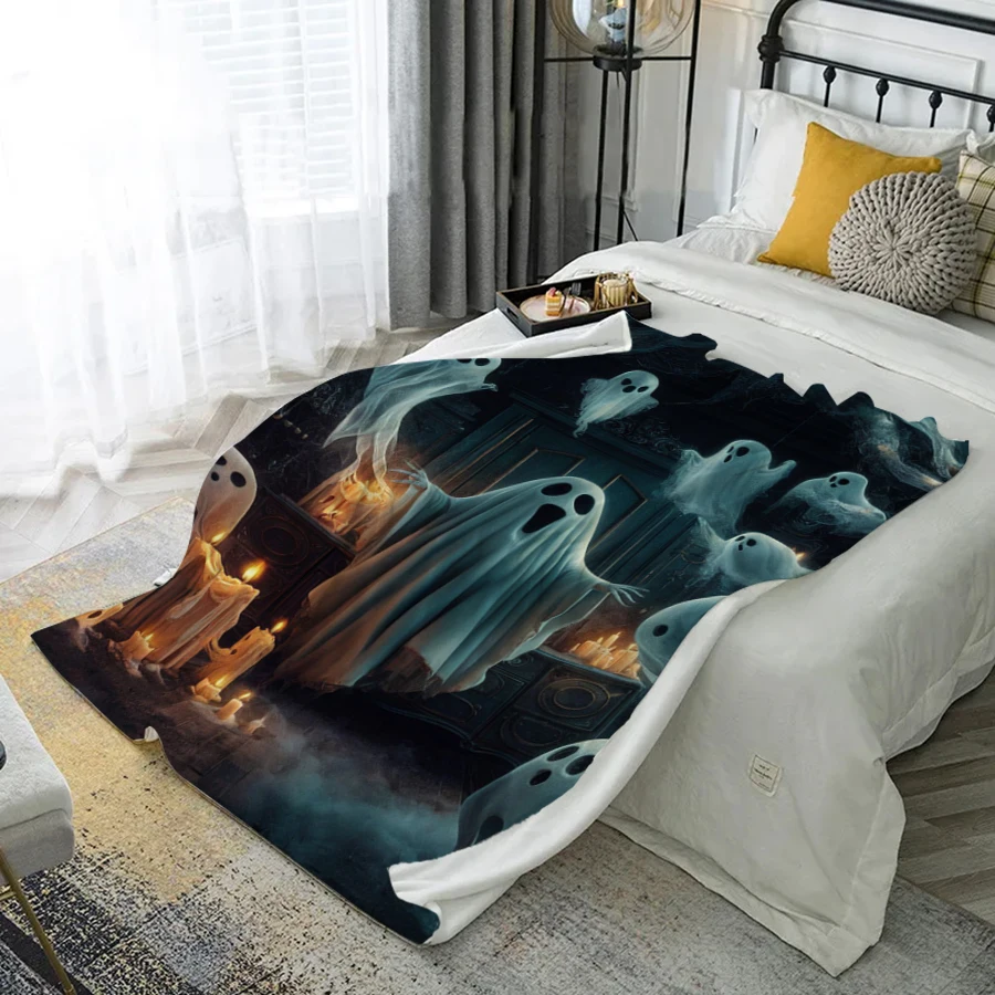

Ghosts On Blanket Microfiber Flannel Cover Blanket Bedroom Living Room Sofa Soft And Comfortable Home Decoration