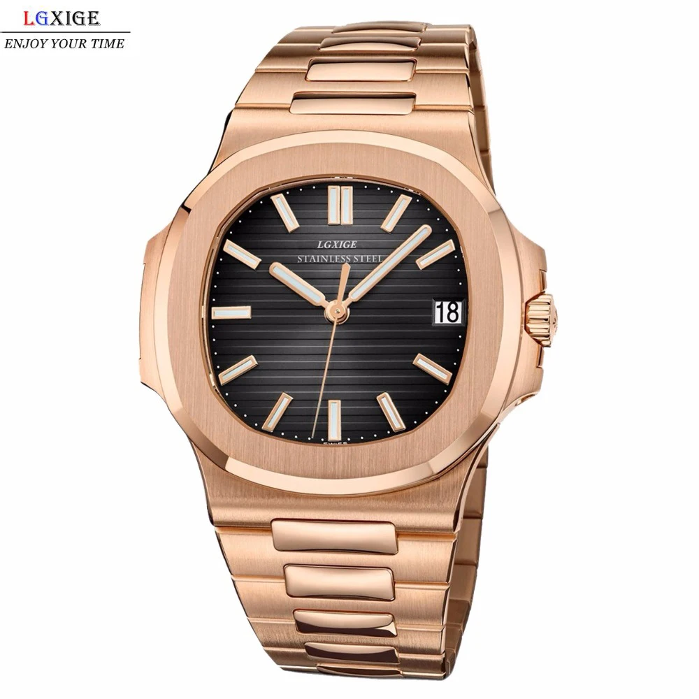 2024 Luxury Watch Business 50ATM Waterproof Male Clock Luminous Date Stainless Steel Square Quartz Men Watches reloj hombre