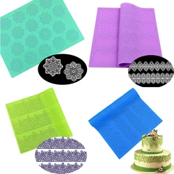 CT-008 Snowflake Flower Rectangle 100% Food-grade Silicone Baking Mat Fondant Cake Decorating Mold Tools