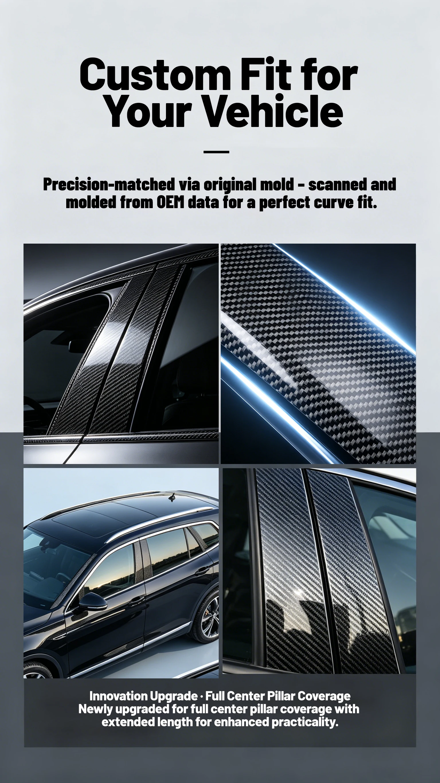 6-teiliges Auto-Fensterverkleidungsset für Ford Focus 2 MK2 Classic 2005-2015 2006 B C Säulenverkleidung Türaufkleber Dekor Zubehör – Detail 7