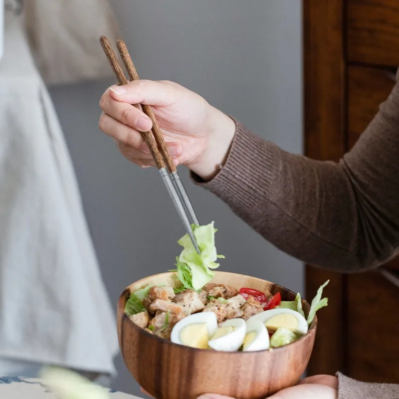 Exquisite Wooden and Stainless Steel Splicing Chopsticks - Durable and Stylish Eating Utensils
