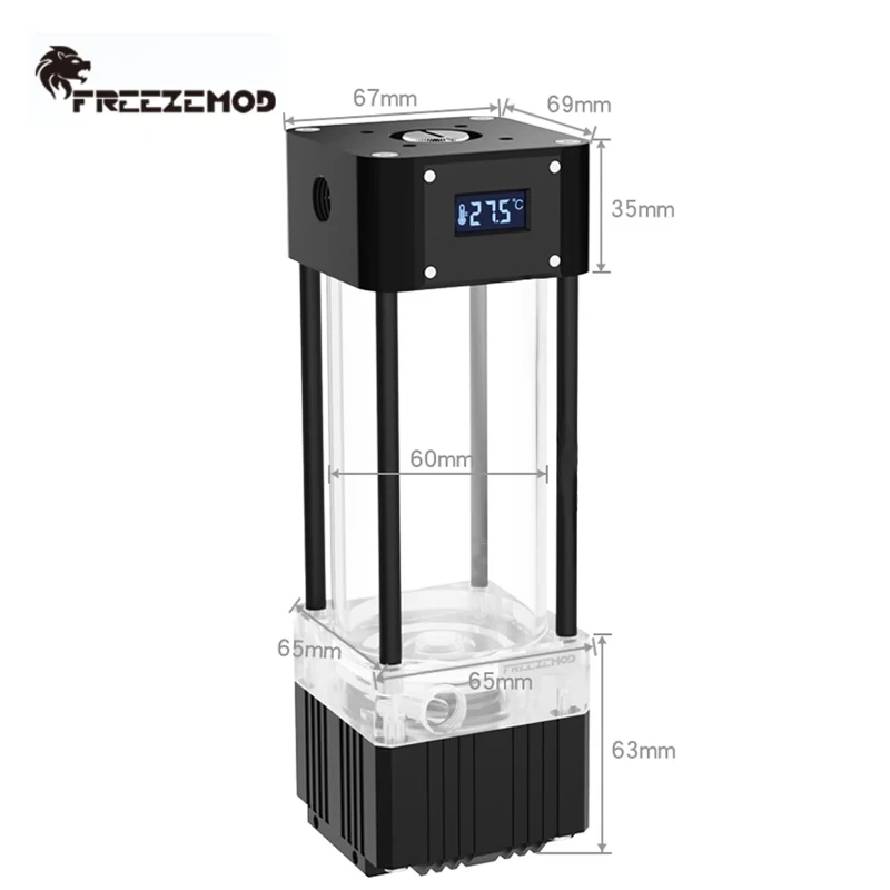 FREEZEMOD AIO Pump+Reservoir With Temperature Display,Water Tank Res Combo For PC Water Cooling System 200mm/250mm/300mm