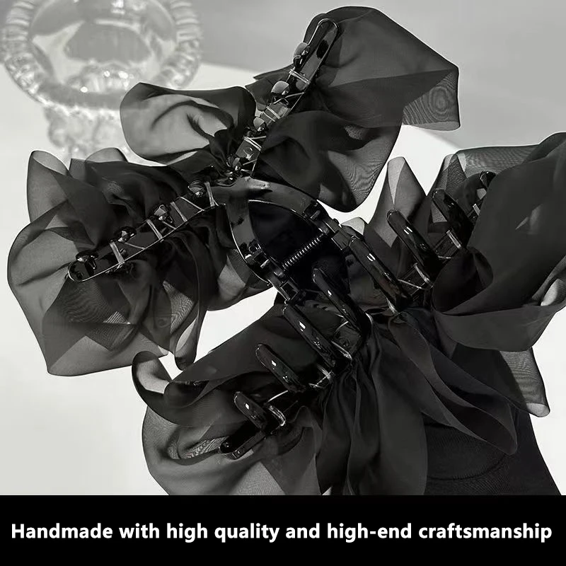 Large Bow Mesh Hairpin Temperament Elegant Women Hair Claw Clips Princess Headdress Fashion Grab Clip Female Hair Accessories