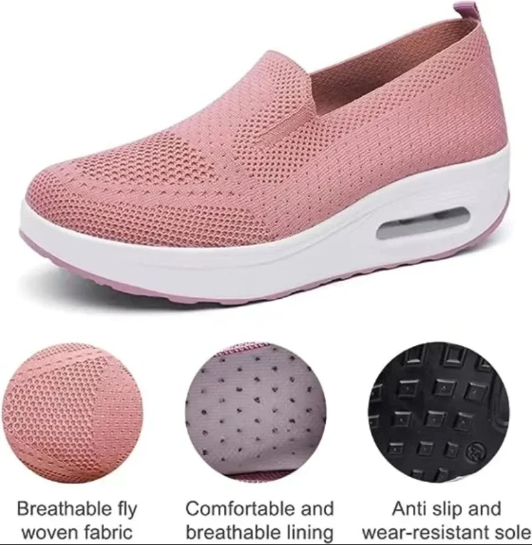 Increase Women Shoes   Wedges Platform Ladies Sneakers  Air Cushion Mesh Up Stretch Sneakers Low-Top Running Shoes for Women