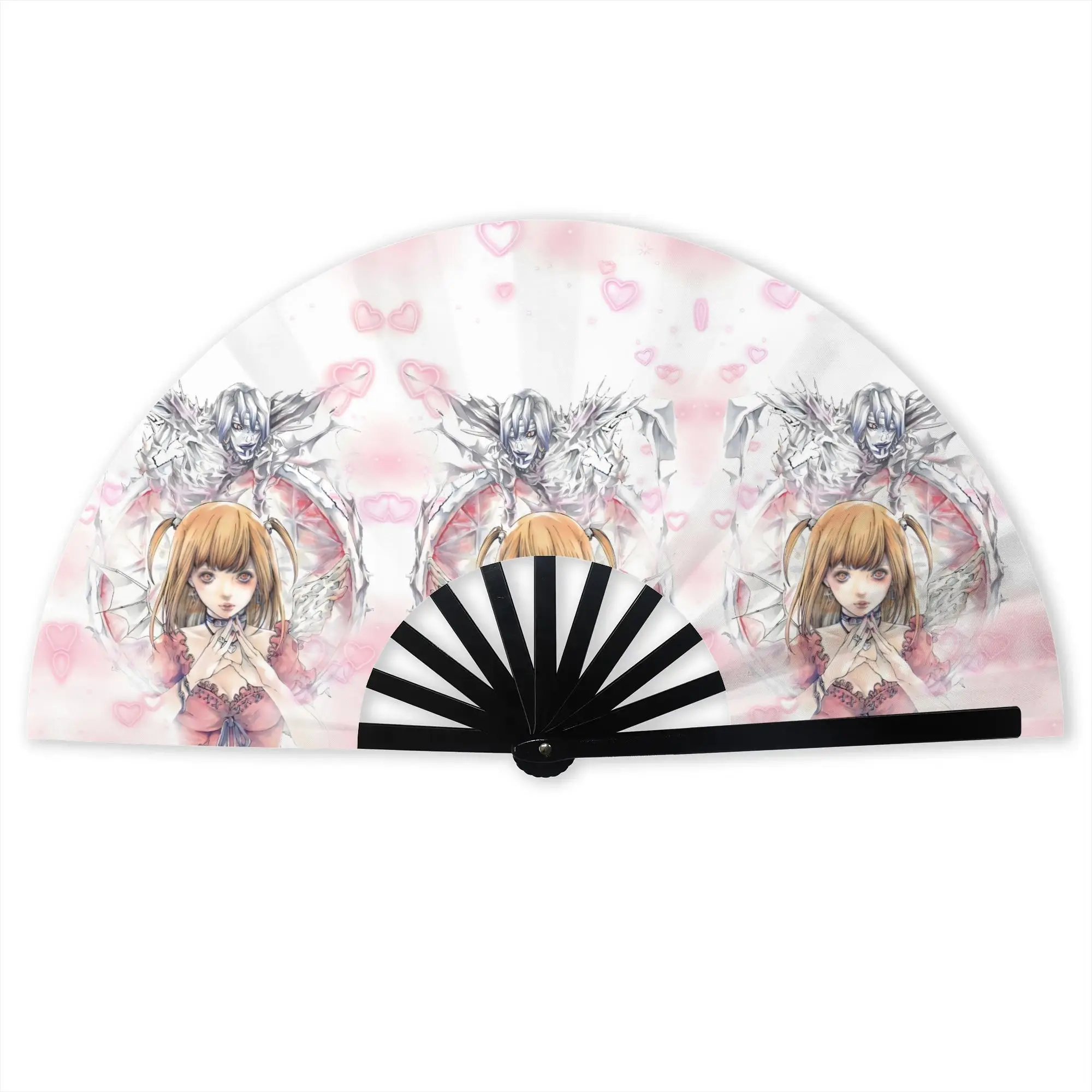 Customized Harajuku D-Deathes N-Notes Cute Portable Pocket Fan  Scary Polyester Folding Fan Chinese Dance Handheld Cooling Fans