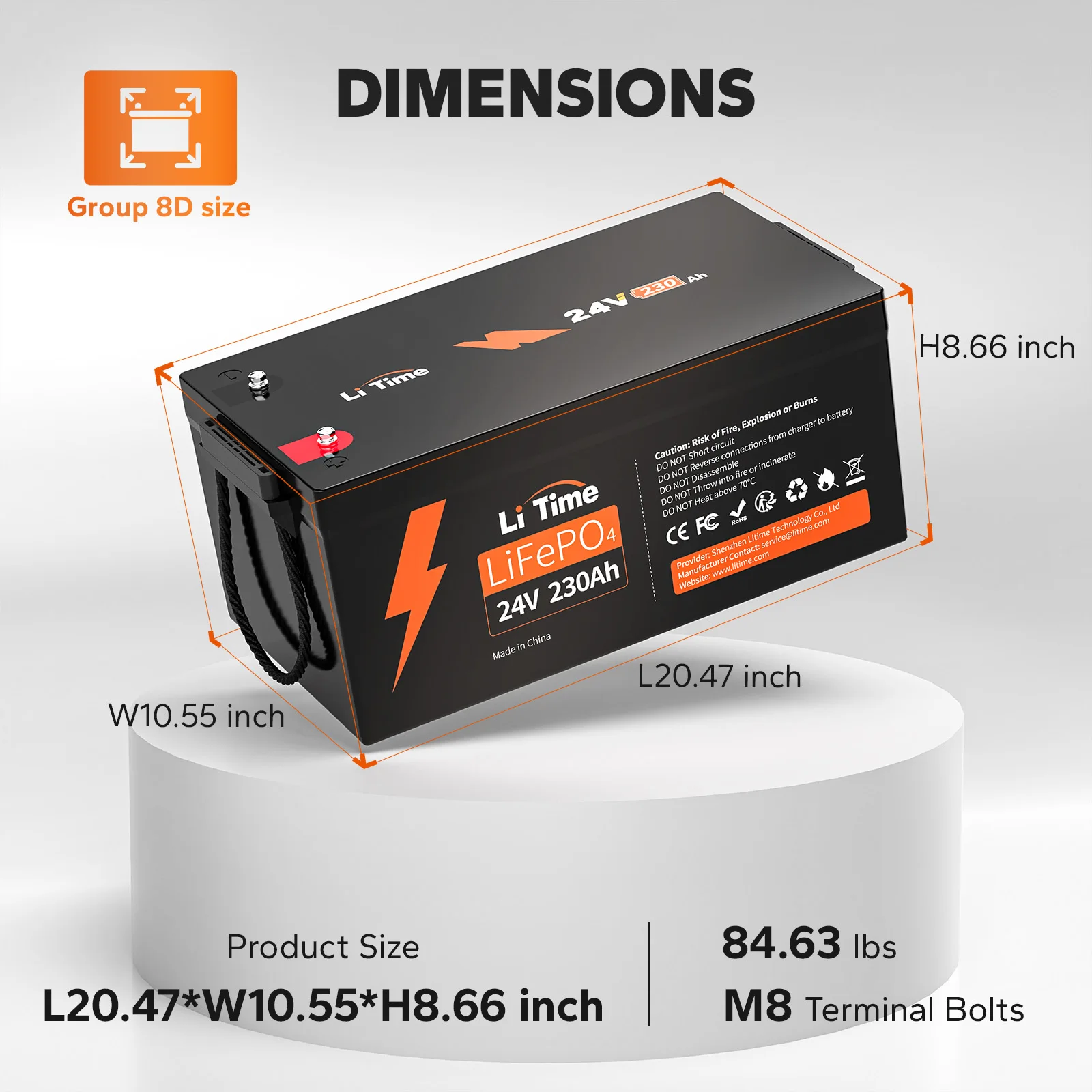 Deep Cycle LiFePO4 Lithium Battery 230Ah 24V 4P2S 5888Wh Durable Waterproof Battery IP65 Protection Batteries