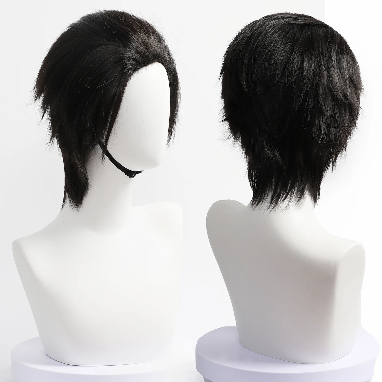 

Kazama Genbo The Elusive Samurai Ancient Costume Men Wig, Natural Black Color Big Back Hair Top Synthetic Wig