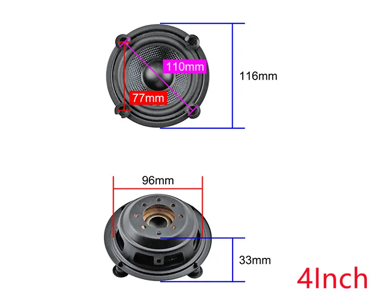 4 Inch 6.5Inch 8 Inch Glasvezel Bass Wastafel Radiator Passieve Radiator (Valse Speaker) bass Auxiliary Booster 2Pcs