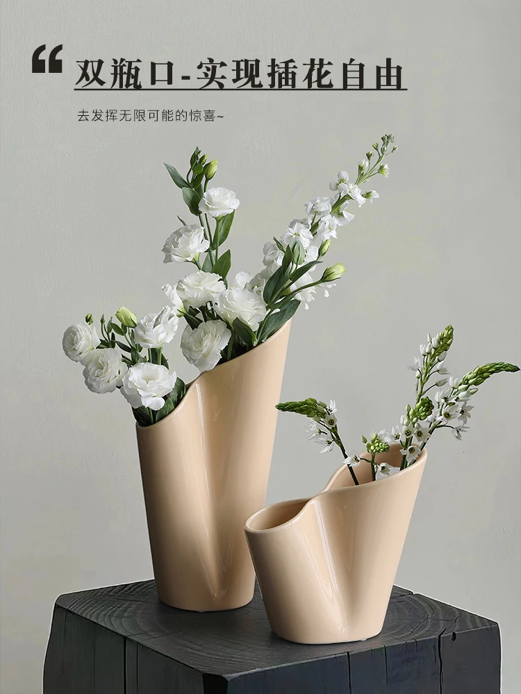 

European high-end ceramic net celebrity creative vase table ornaments, living room flowers, flower arrangers, home decorations