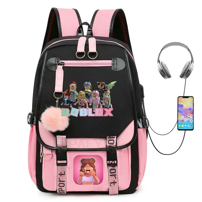 Gorący plecak studencki ROBLOX dziewczyna podróżny plecak szkolny moda plecak rekreacyjny Boba Anime torby szkolne na laptopa Usb Bookbags