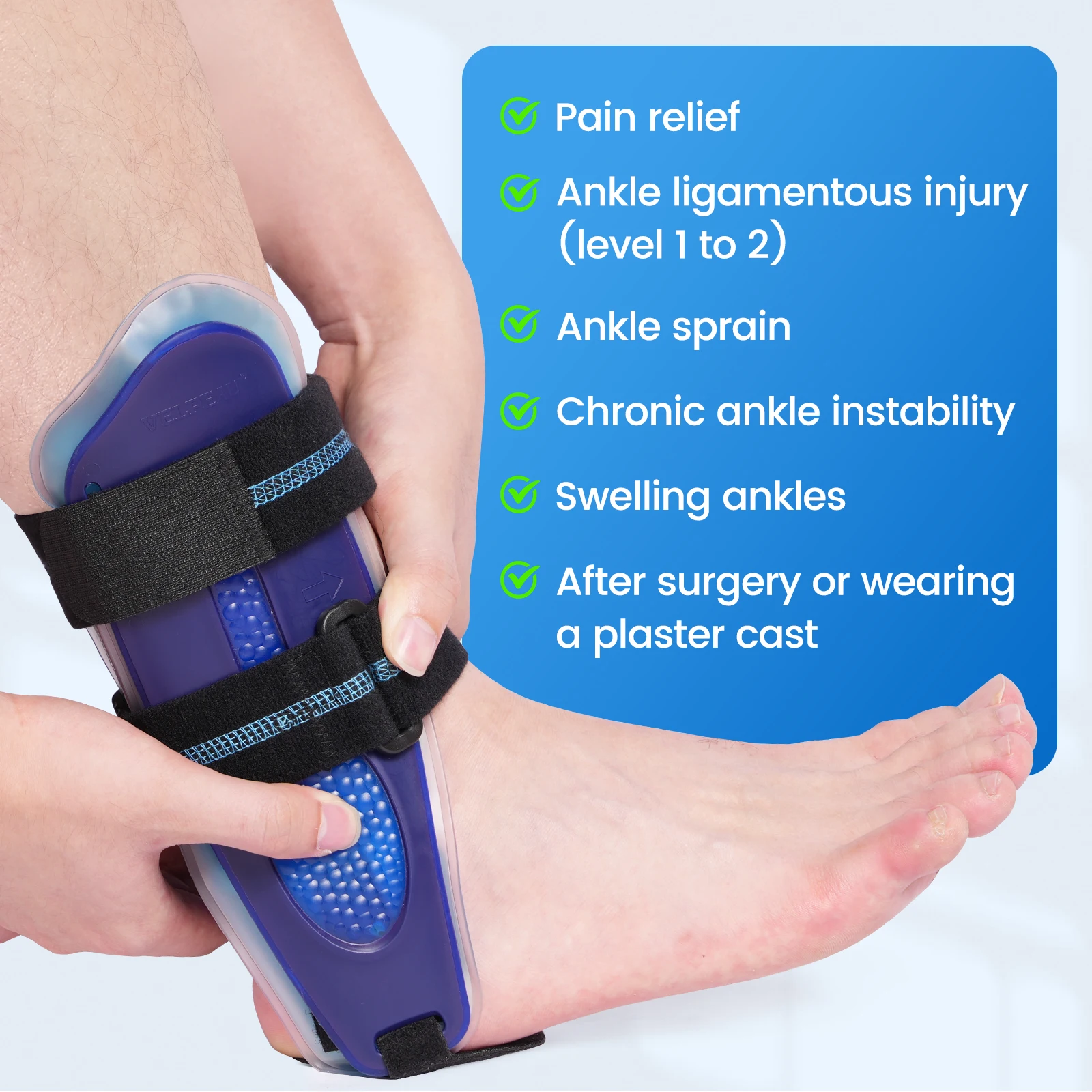 VELPEAU Stirrup Ankle Splint Support for Fix Feet, Ankle Fracture and Sprain Foot Drop Brace Adjustable and Two Style Can Choose