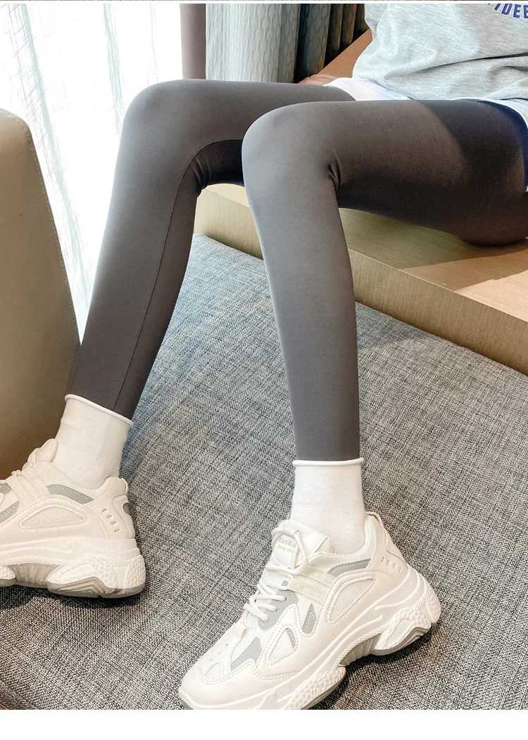 Woman Push Up Leggings Footed Sweat-Absorbing Slashed Asymmetric Solid Butt-Lift Pressed Wide-Legged Stylish Breathability Ladys