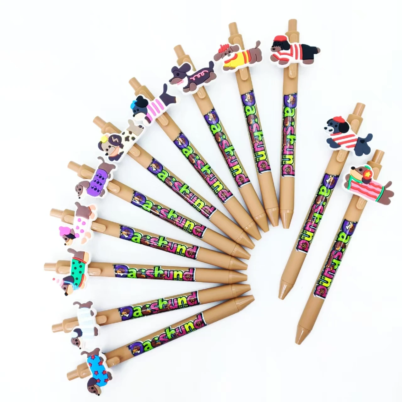 

10/20pcs Jumping Puppy Patch Ballpoint Pen Lively Flower Clothes Puppy Theme Press Neutral Pen Black Ballpoint Pen