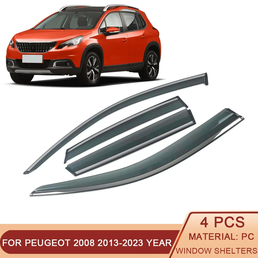 

For PEUGEOT 2008 2013-2023 Car Window Sun Rain Shade Visors Shield Shelter Deflector Cover Frame Sticker Exterior Accessories